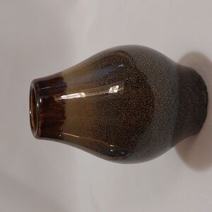Vintage Art Pottery Bud Vase Small 4.5" Brown Drip Glaze Mid Century Decor